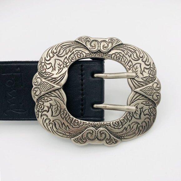 Women's Fossil Leather Western Style Black Belt Size Small - Picture 1 of 4